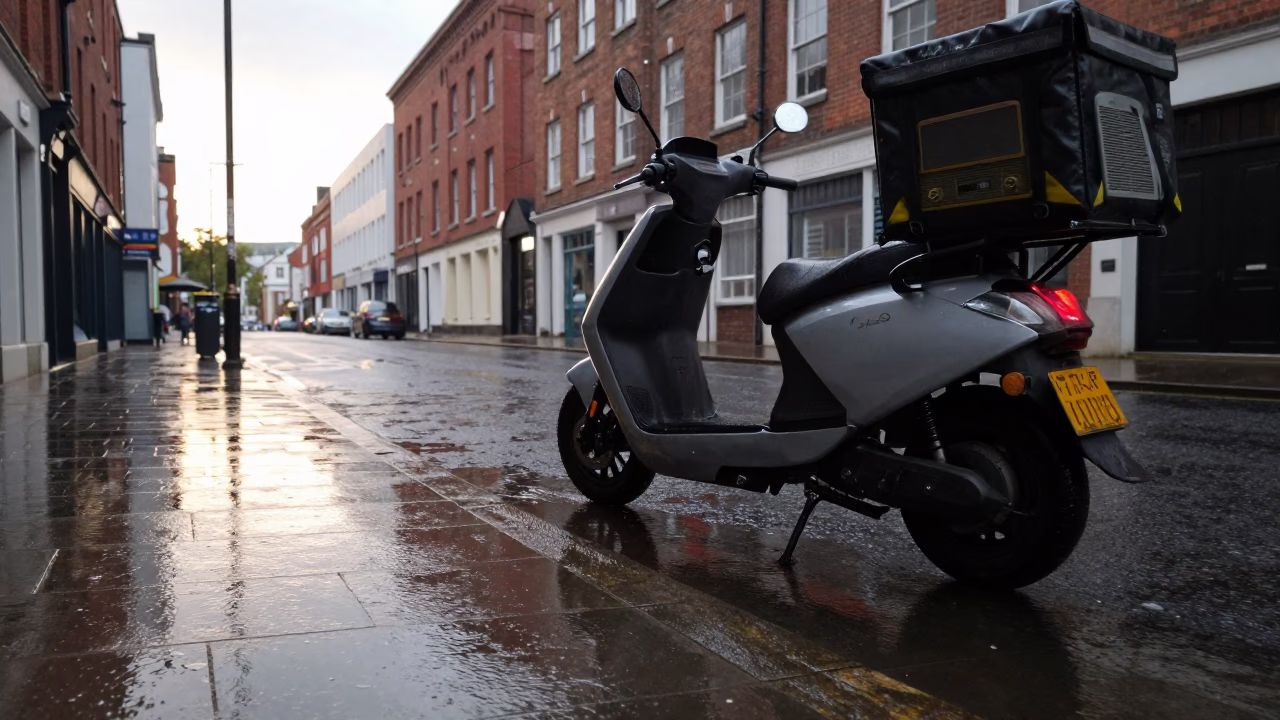 Wet Pavement in Liverpool in in Liverpool, United Kingdom