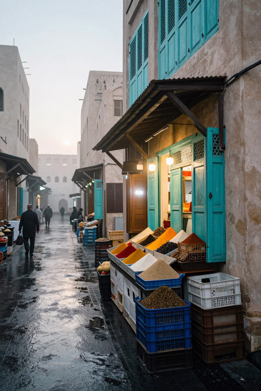 Wet Pavement in Muscat in in Muscat, Oman