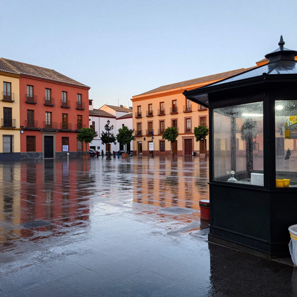 Wet Plaza in Granada in in Granada, Spain