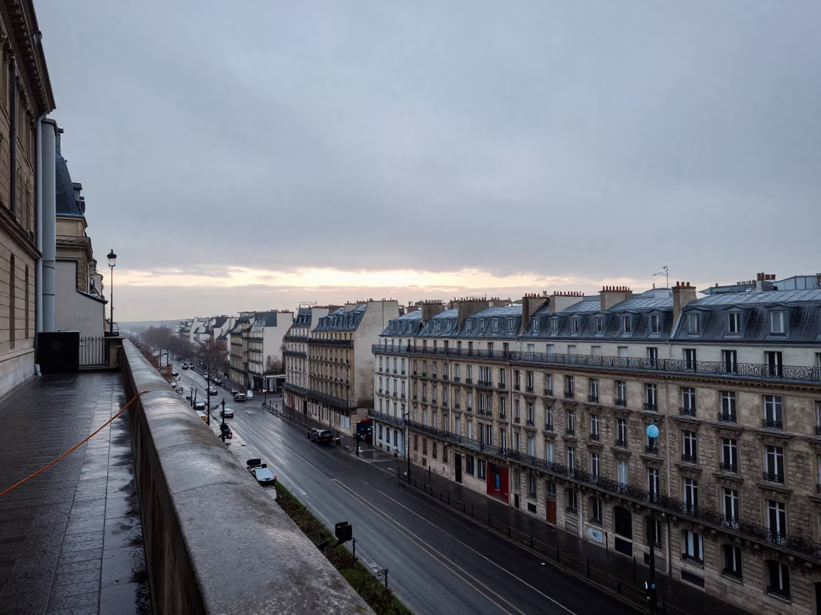 Wet Quay in Paris in in Paris, France