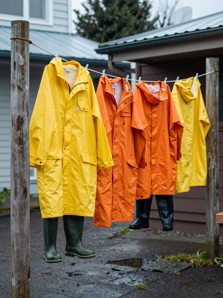 Wet Raincoats in Wellington in in Wellington, New Zealand