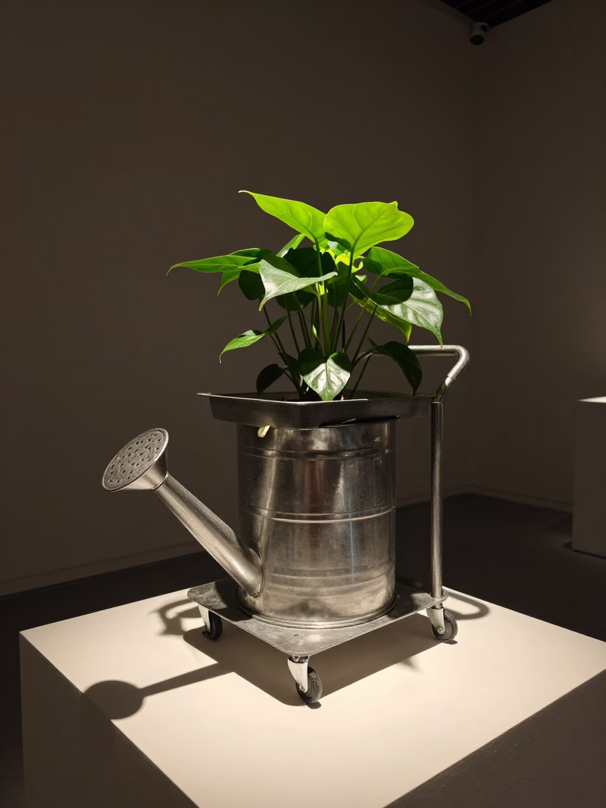Wet Season Plant Cart on Museum Plinth in on a museum plinth in Ulhasnagar