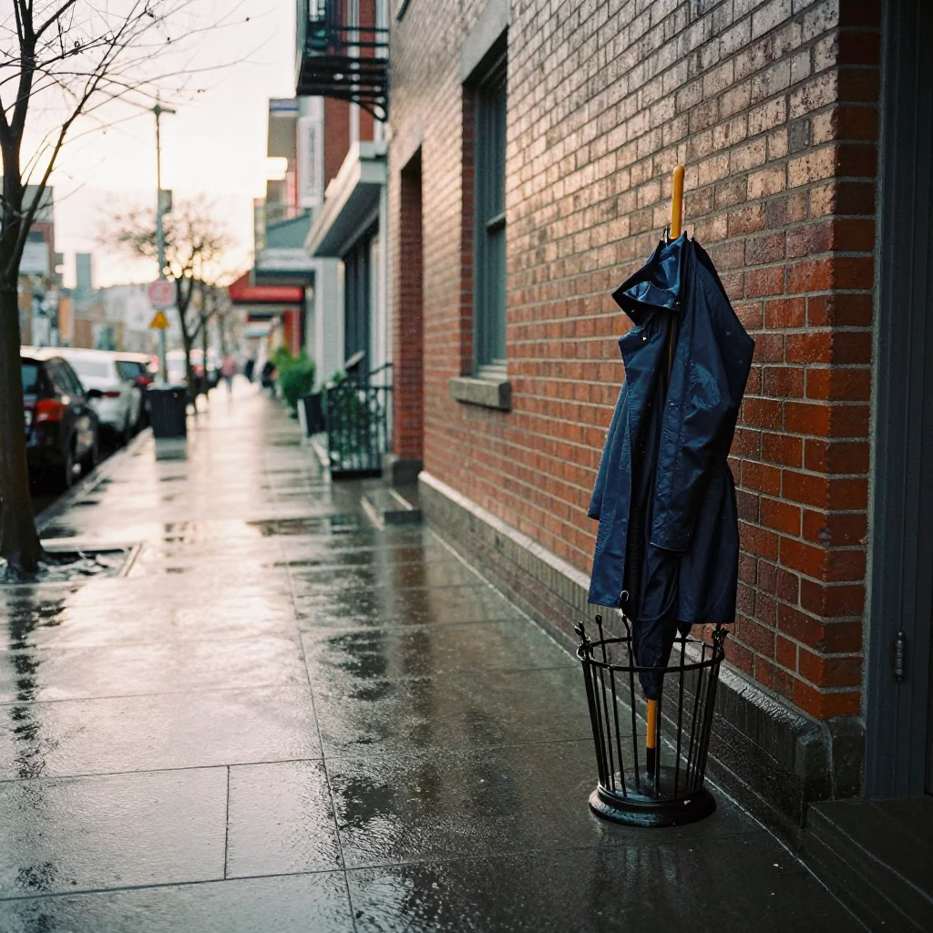 Wet Sidewalk in Vancouver in in Vancouver, British Columbia, Canada