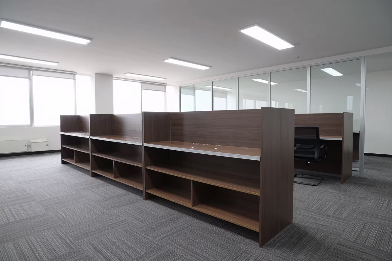 Wet Signature Shelf in Jhang Office Bay in inside an open-plan office bay in Jhang