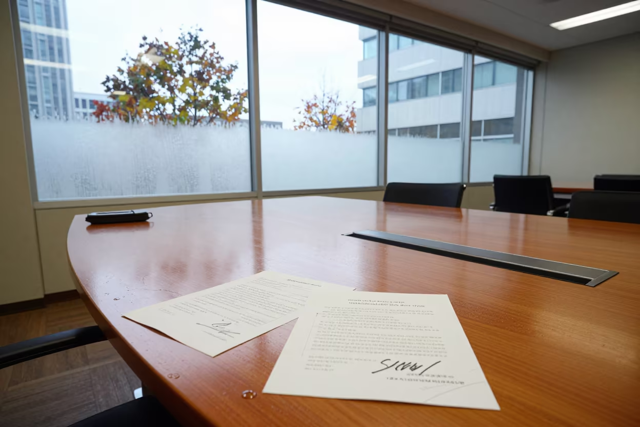 Wet Signatures on Sapporo Boardroom Table in at a boardroom table before a meeting near Sapporo