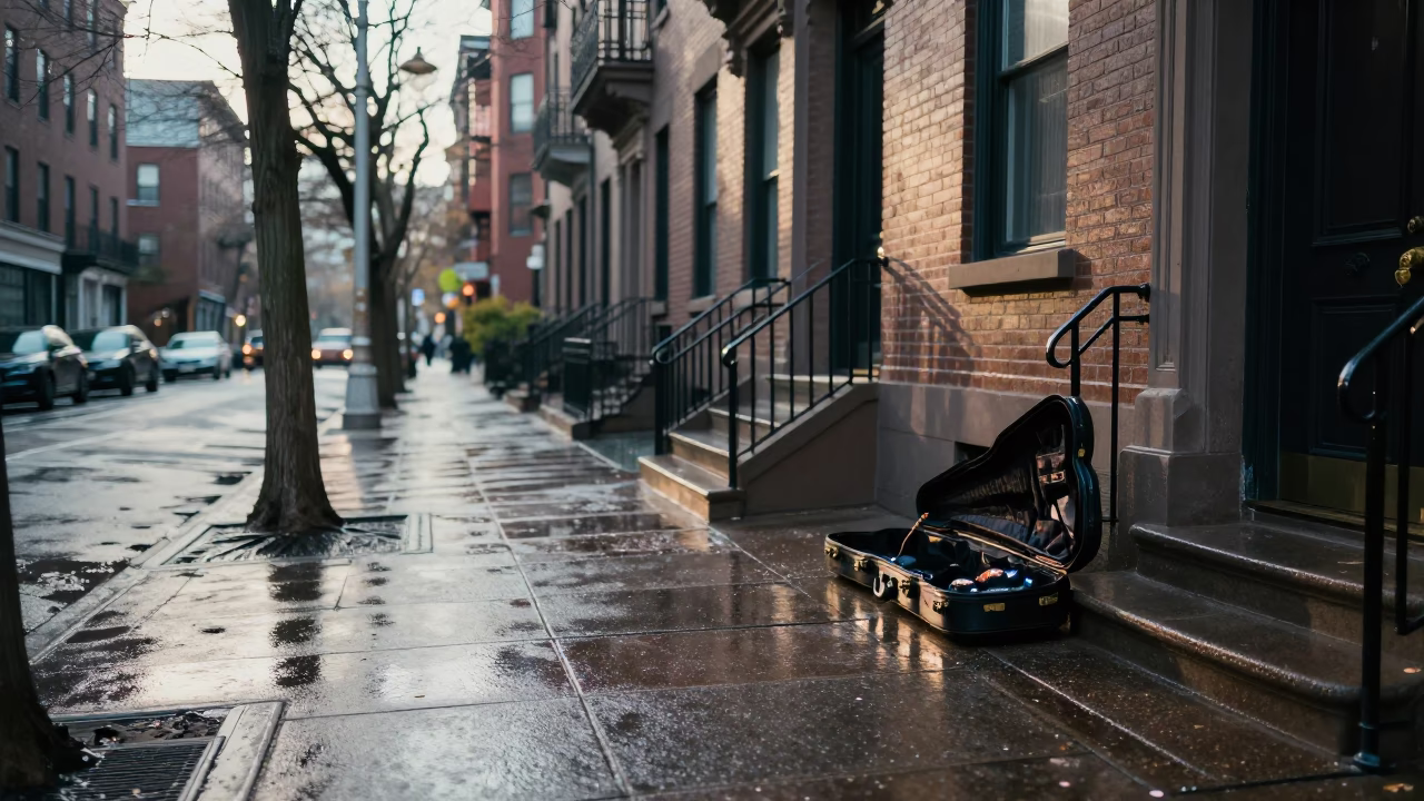 Wet Street in Boston in in Boston, Massachusetts, United States