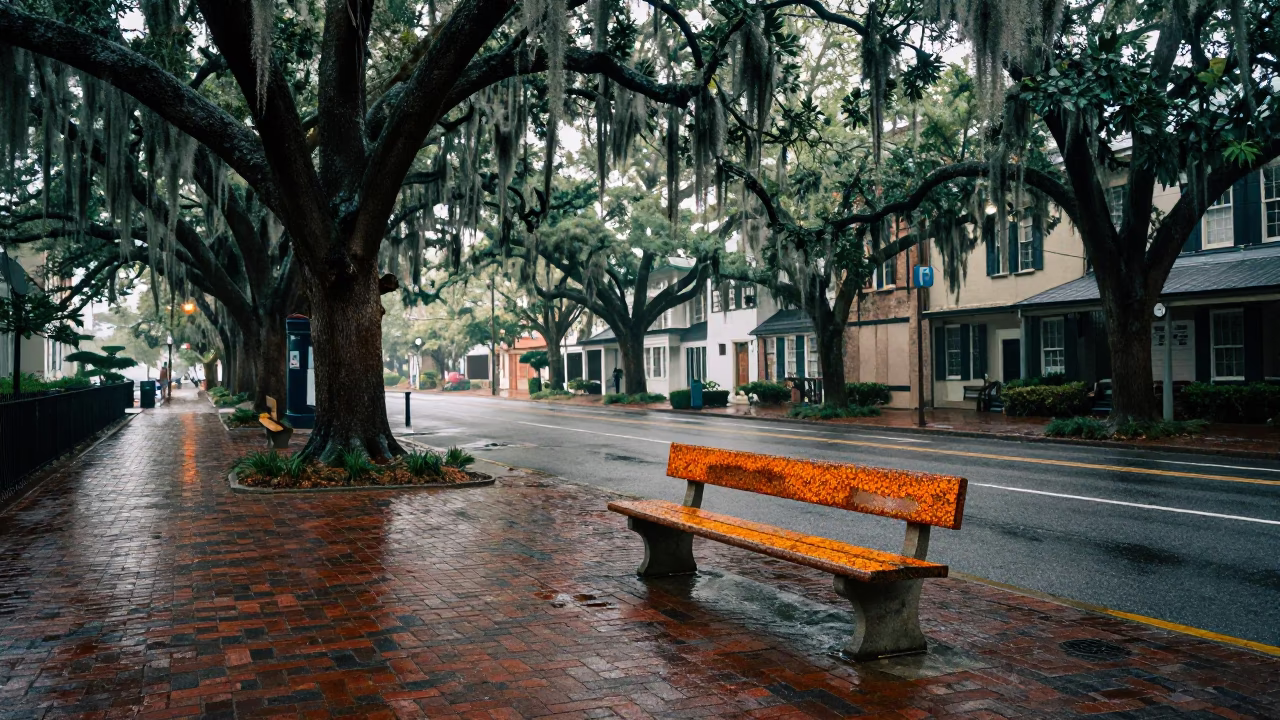 Wet Street in Charleston in in Charleston, South Carolina, United States