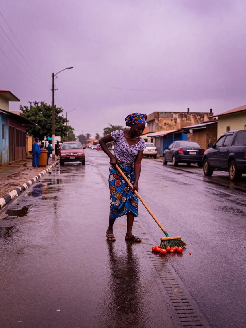 Wet Street in Dakar in in Dakar, Senegal