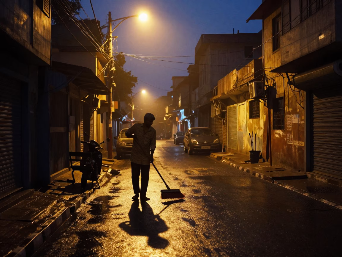 Wet Street in Hyderabad in in Hyderabad, India