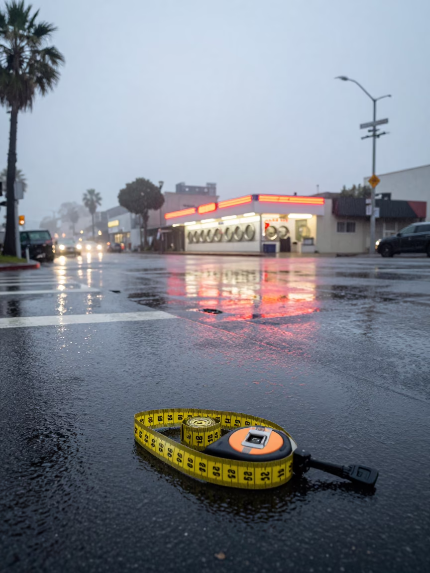 Wet Street in Los Angeles in in Los Angeles, California, United States