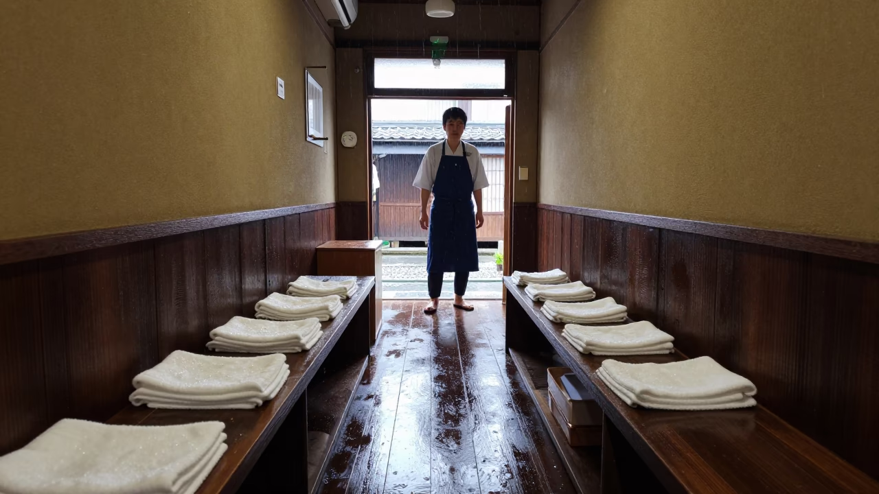 Wet Towels in Kyoto in in Kyoto, Japan