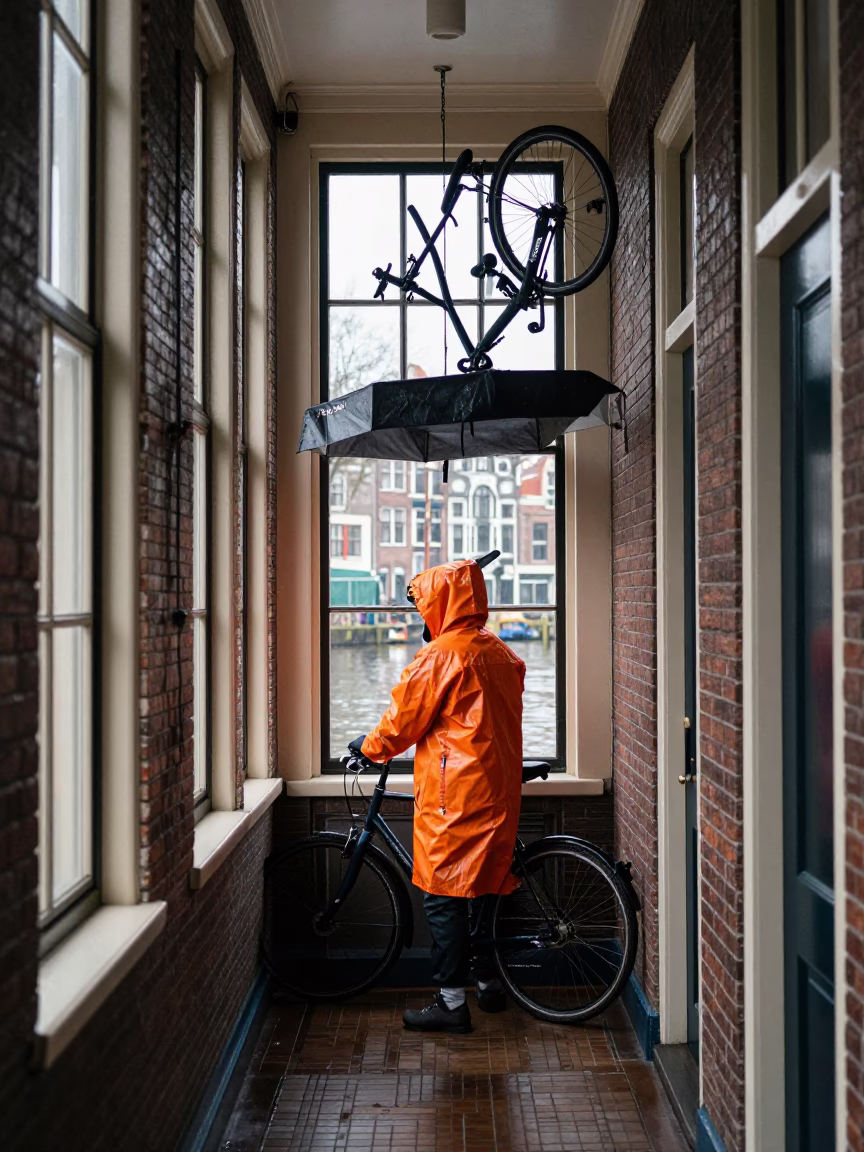 Wet Umbrella in Amsterdam in in Amsterdam, Netherlands