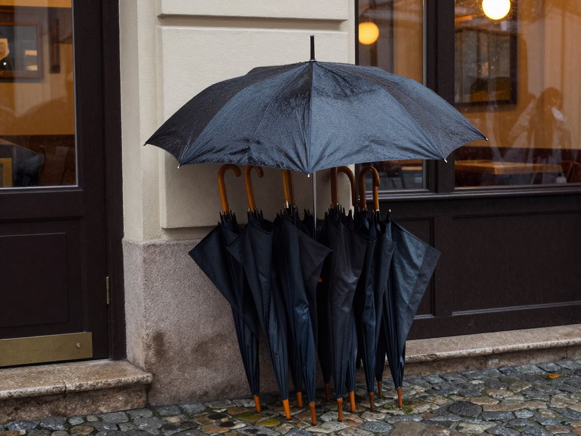 Wet Umbrellas in Vienna in in Vienna, Austria
