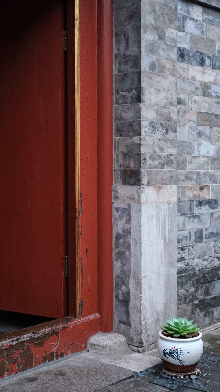 Wet Wooden Door Frame in Beijing in in Beijing, China