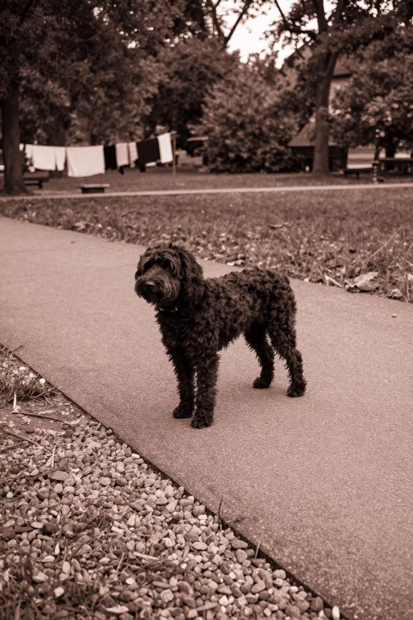 Wetterhoun on St Louis Path in Copper Dusk Light in along a quiet park path with soft open shade and a clean background near St Louis