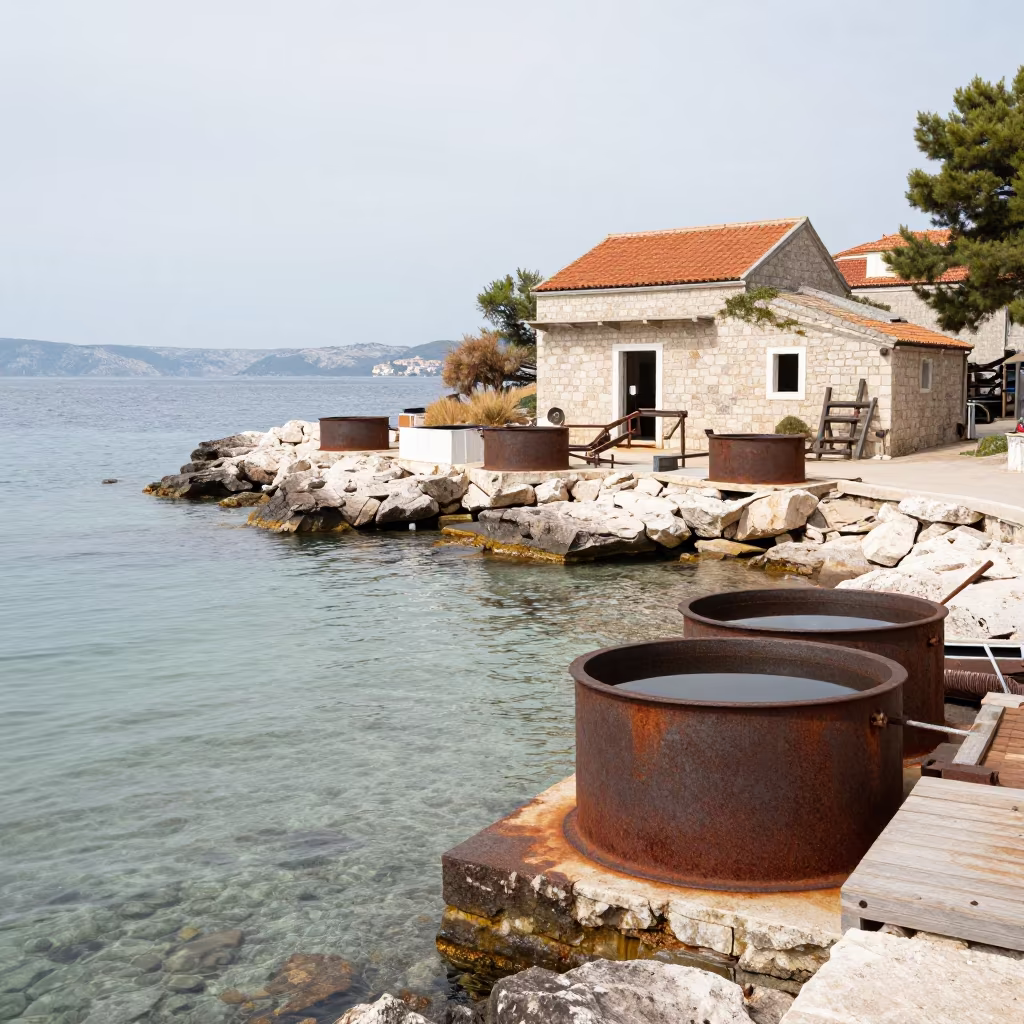 Whale Oil Station Near Split Coastal Shore in near Split