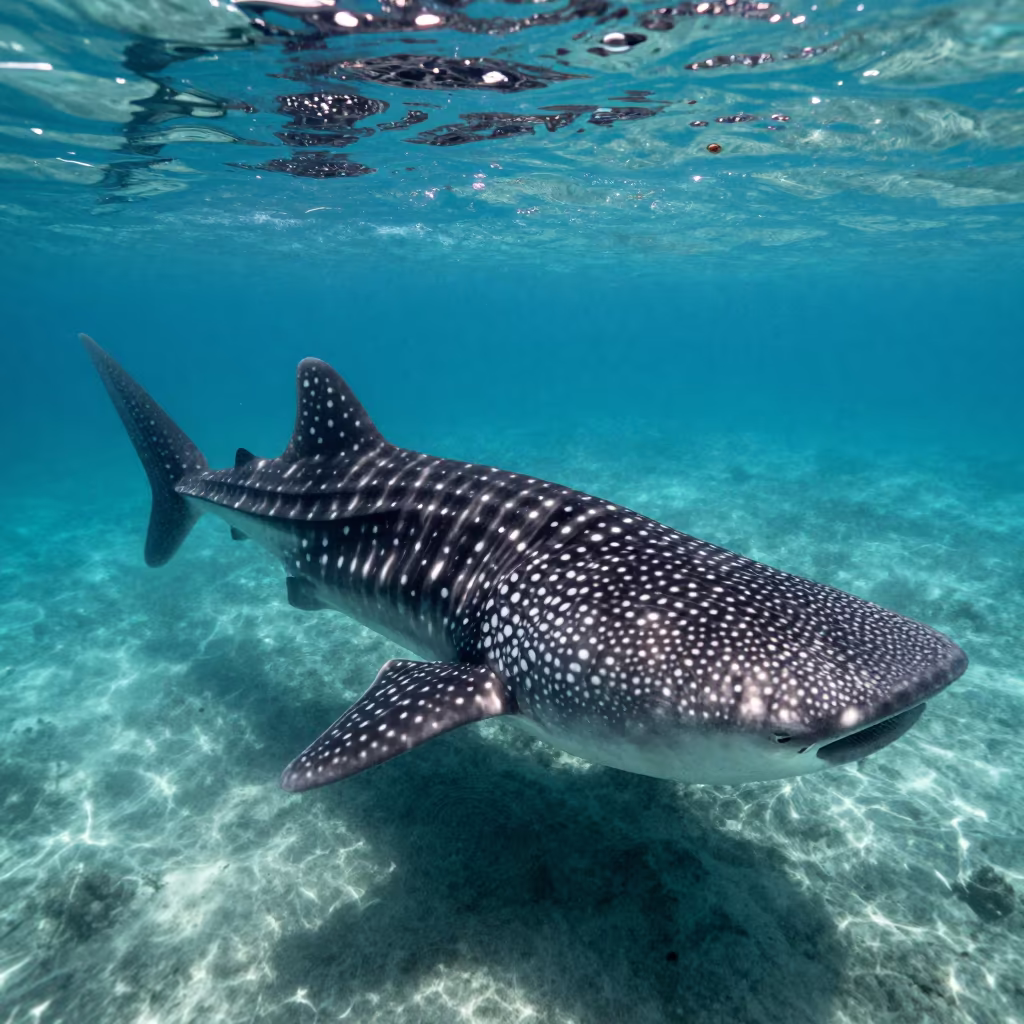 Whale Shark Filter Feeding Plankton Bloom Philippines in in Philippines