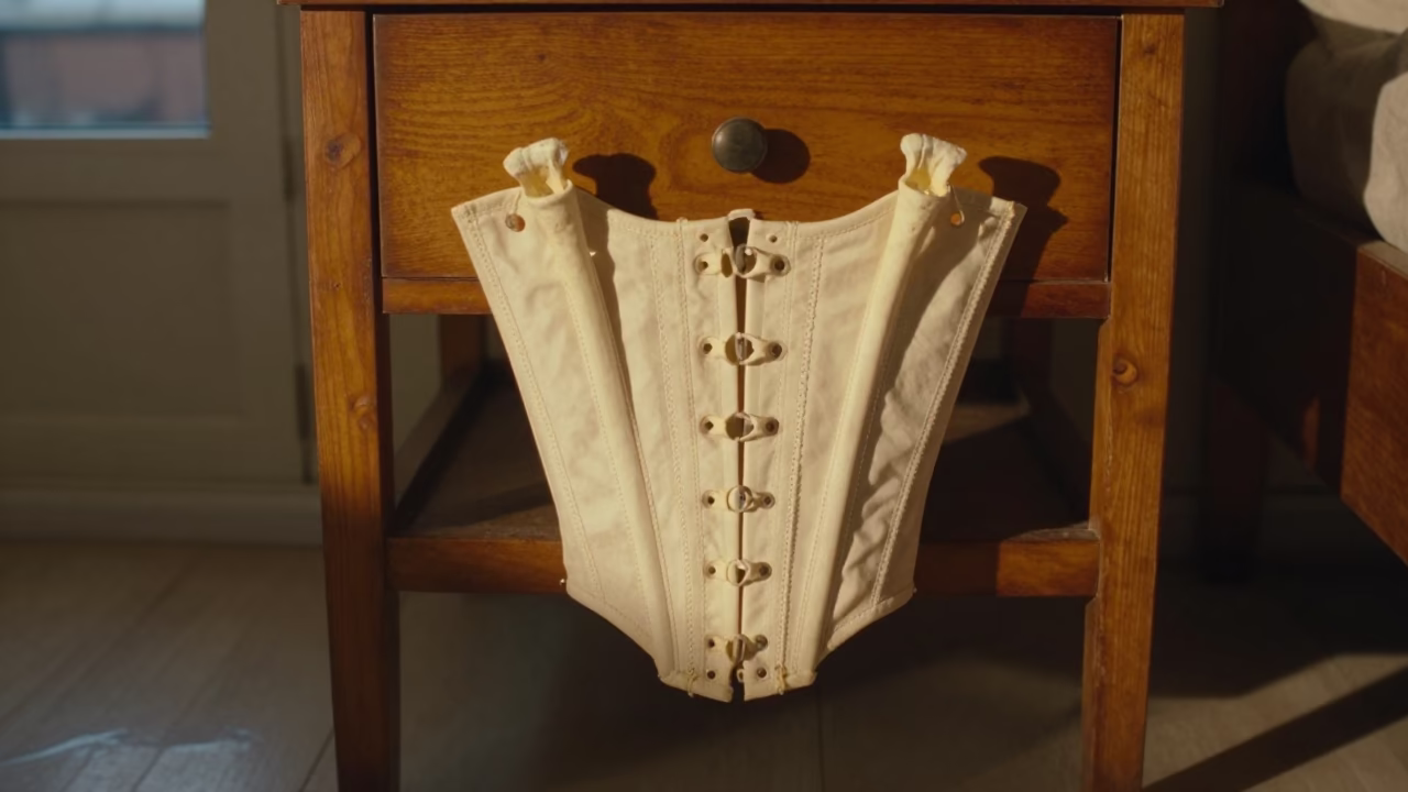 Whalebone Corset Stays Winter Evening Almaty in on a bedside table in Almaty