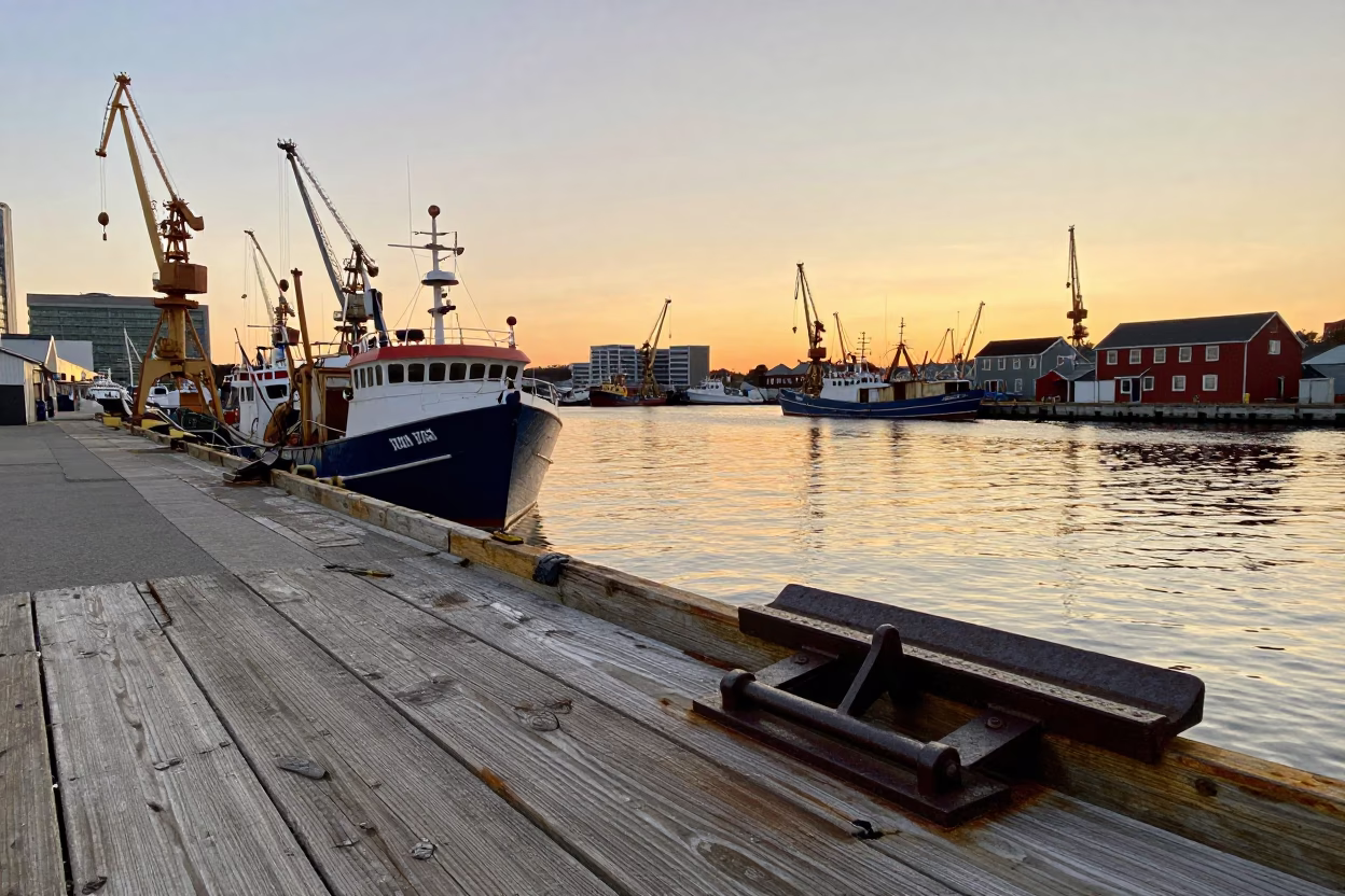 Wharf Scene in Halifax at Golden Hour in in Halifax, Nova Scotia, Canada