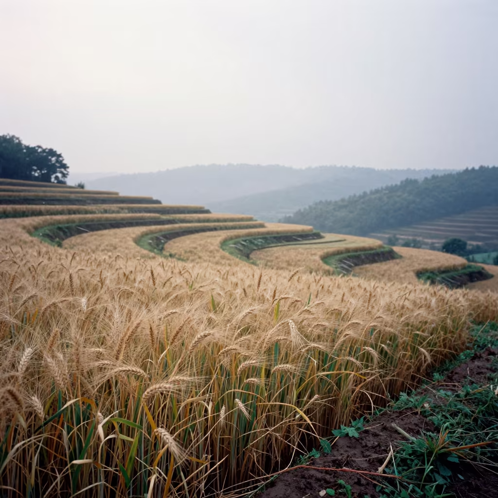 Wheat and Barley Fields in Tennessee Rice Terraces in among terraced rice paddies in Tennessee
