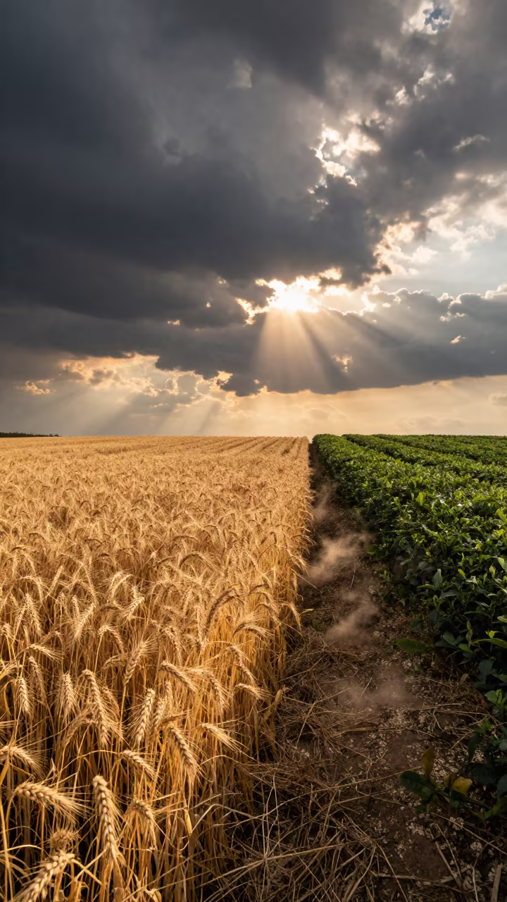 Wheat Waves Under Firelight Clouds at Nuremberg in at the edge of a tea plantation in Nuremberg