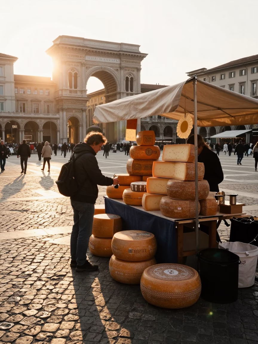 Wheel Display in Milan at Golden Hour in in Milan, Italy