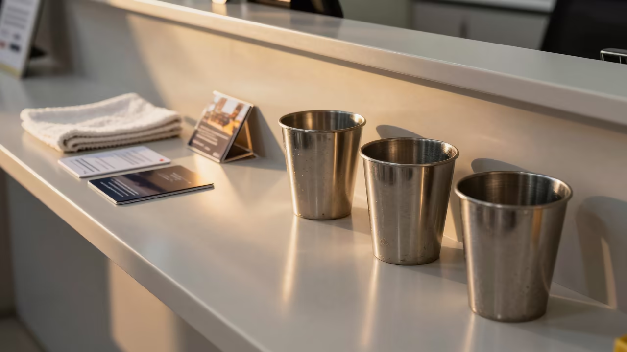 Wheelchair Footplate Cup Reception Desk Sunset in at a reception desk under warm light in Belo Horizonte