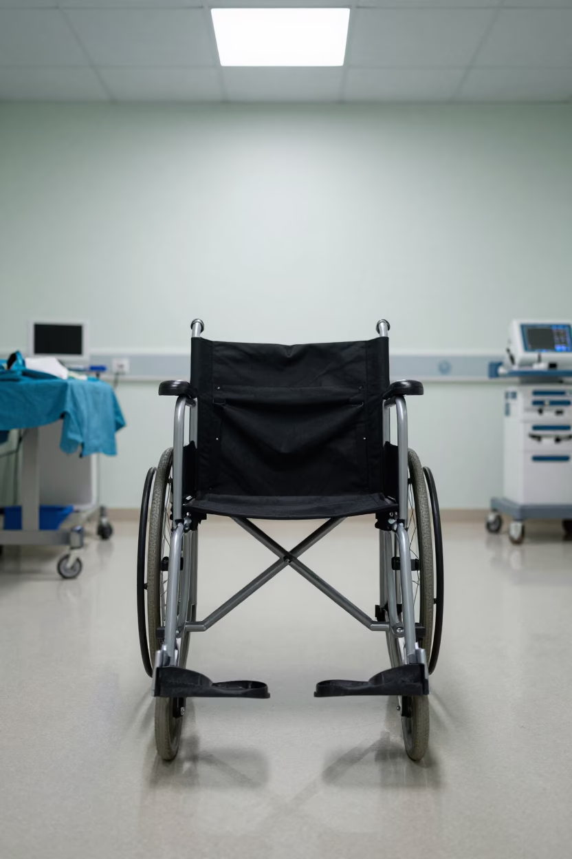 Wheelchair Footrest Cup in Surgical Prep in in a surgical prep area near Sangli