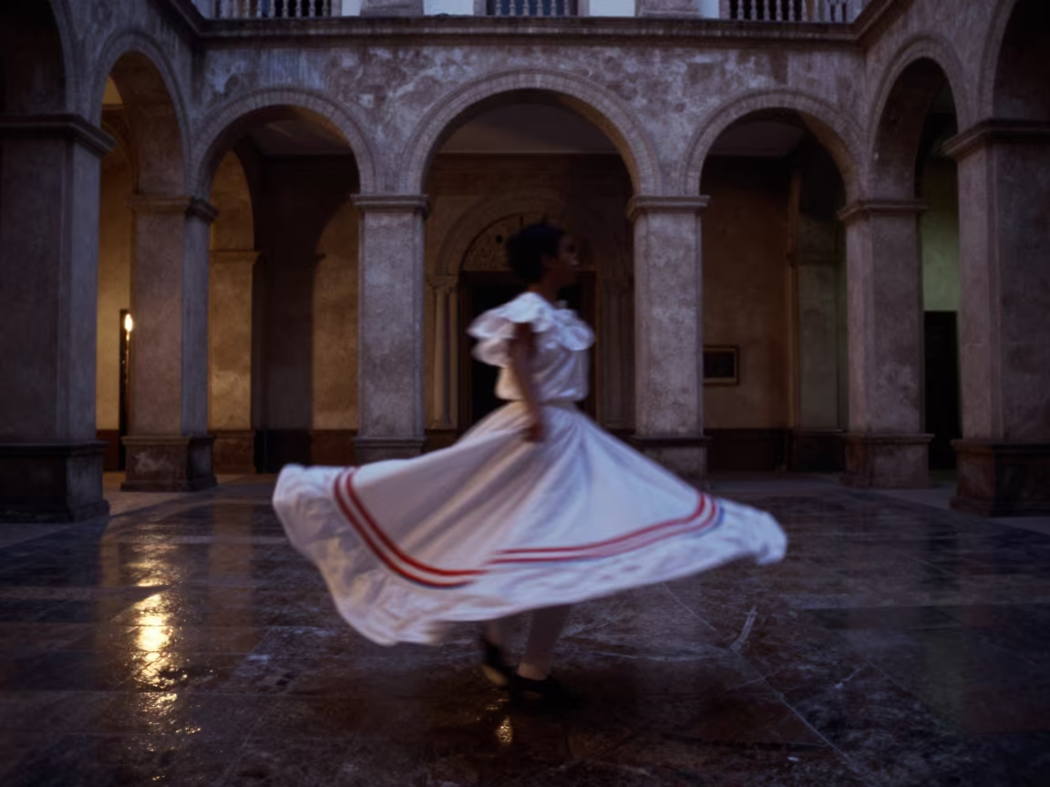 Whirling Folk Skirt in Maracaibo Prayer Hall in in a prayer hall in Maracaibo
