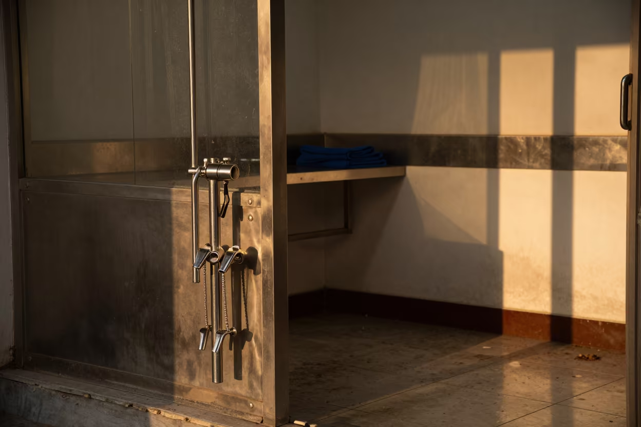 Whistle Rack at Suzhou Dog Wash Before Class in at a self-serve dog wash station in Suzhou