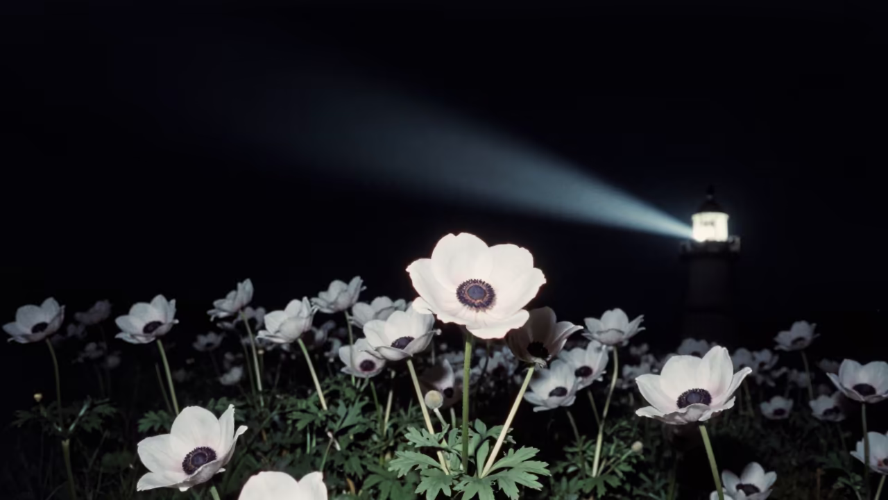 White Anemone in Night Lighthouse Sweep in near Bobo-Dioulasso
