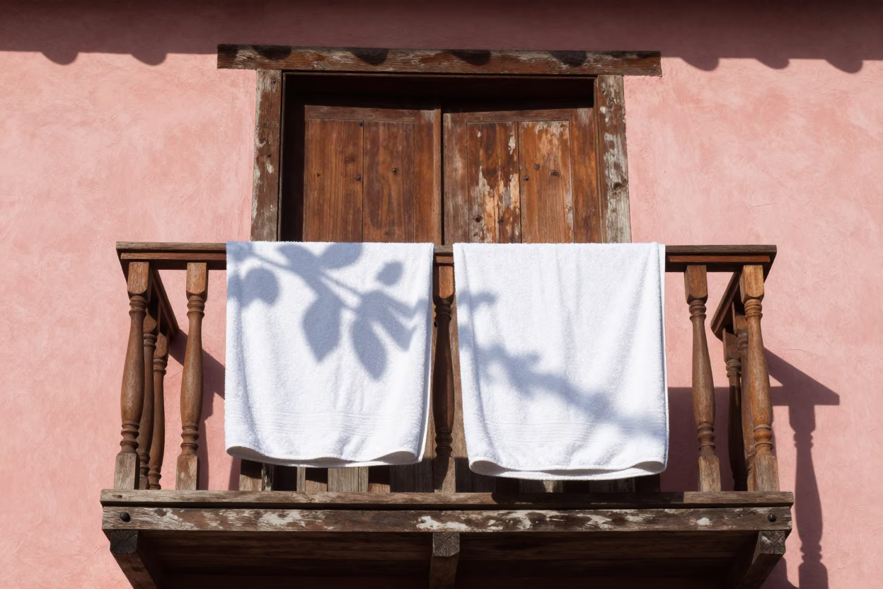 White Bath Towels in Merida in in Merida, Mexico