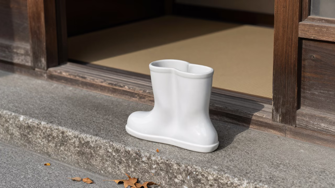 White Ceramic Boot Scraper in Fukuoka in in Fukuoka, Japan