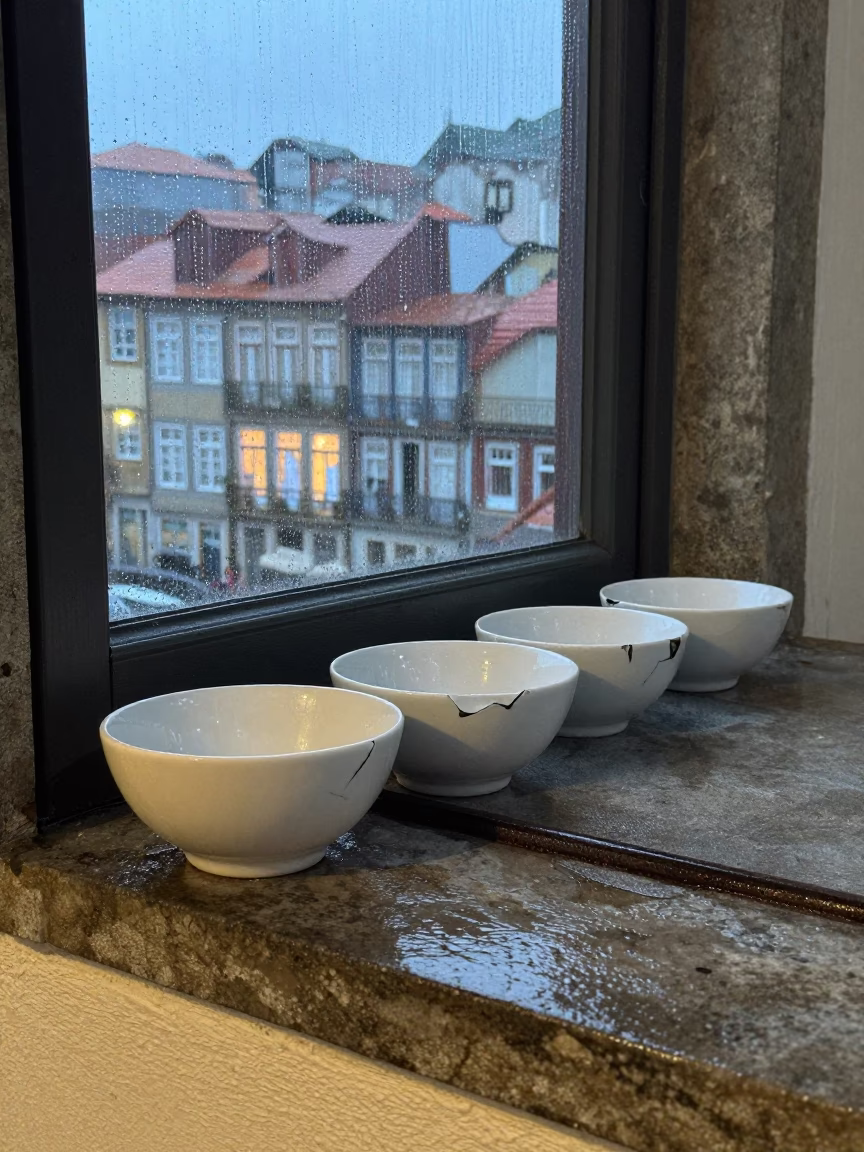 White Ceramic Bowls in Porto in in Porto, Portugal