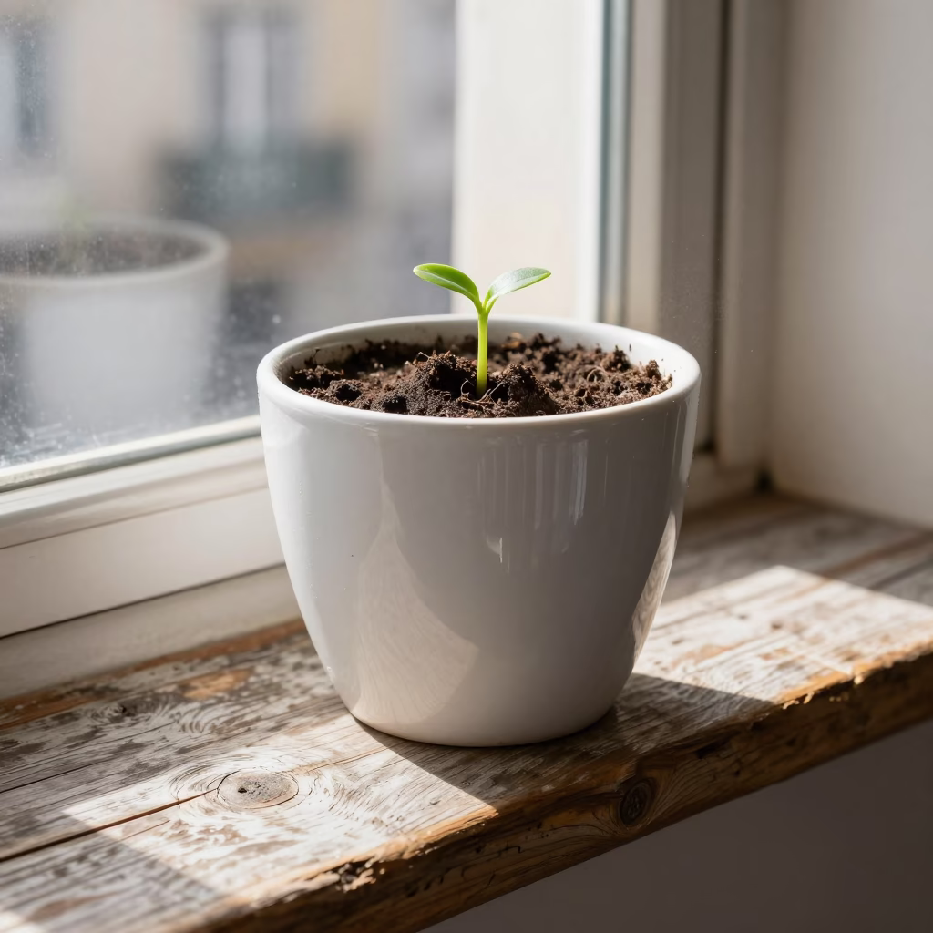 White Ceramic Bulb Planter in Lisbon in in Lisbon, Portugal