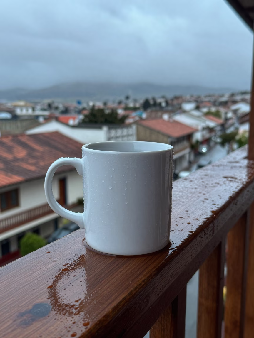 White Ceramic Coffee Mug in Quito in in Quito, Ecuador
