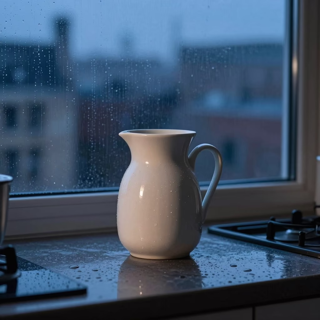 White Ceramic Drinking Vessel in Brussels in in Brussels, Belgium