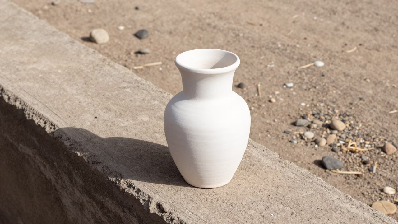 White Ceramic Drinking Vessel in Dakar in in Dakar, Senegal