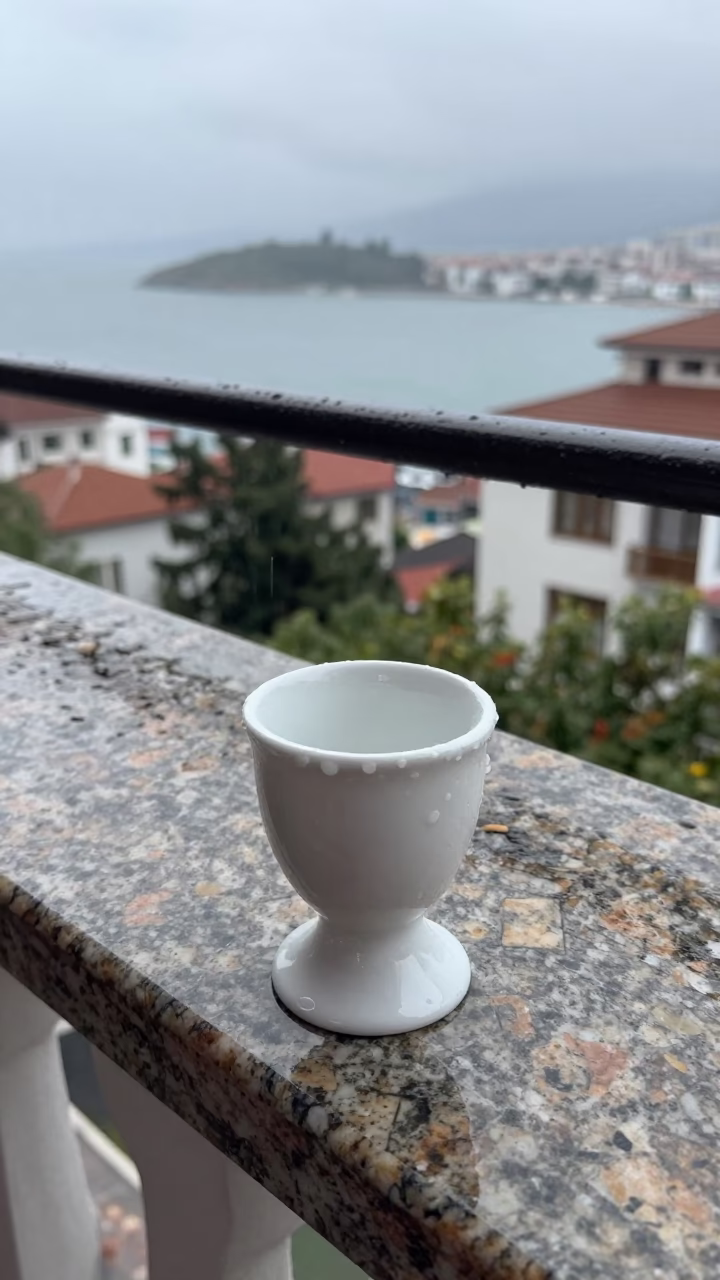 White Ceramic Egg Cup in Izmir in in Izmir, Turkey