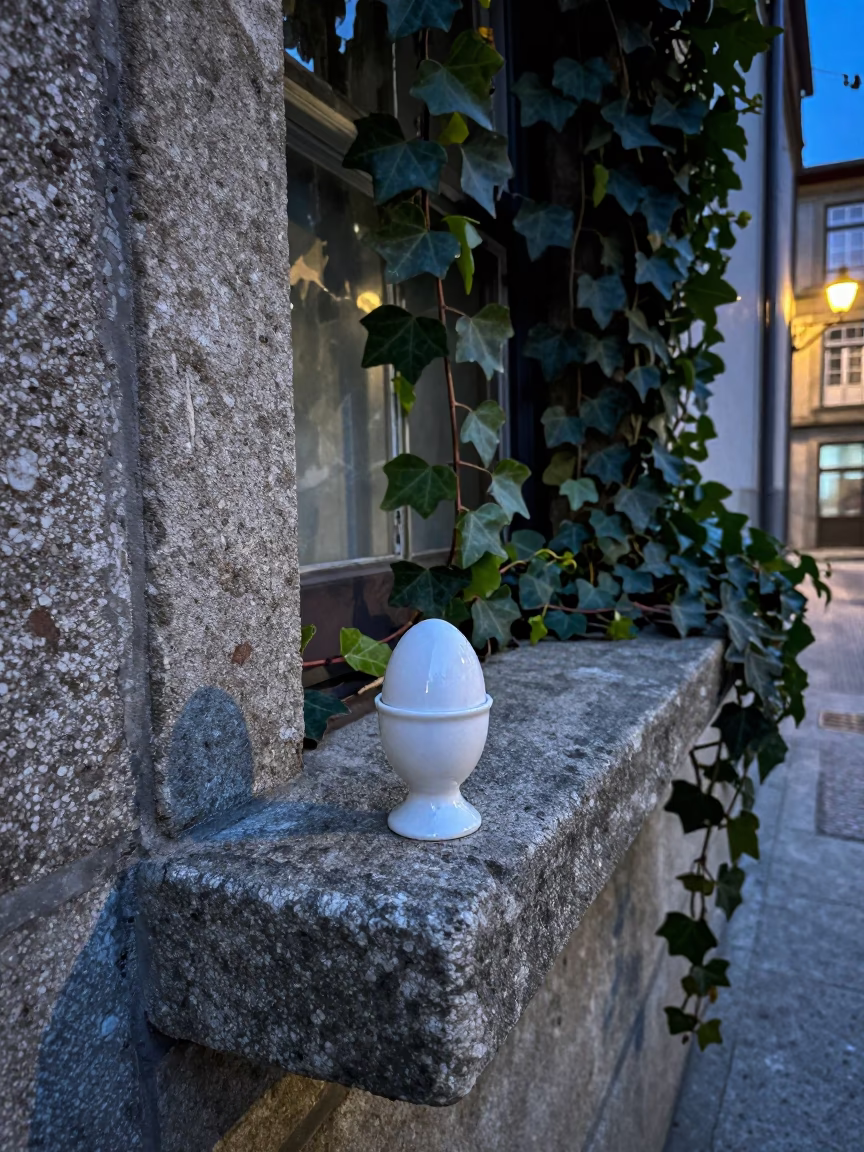 White Ceramic Egg Cup in Porto in in Porto, Portugal