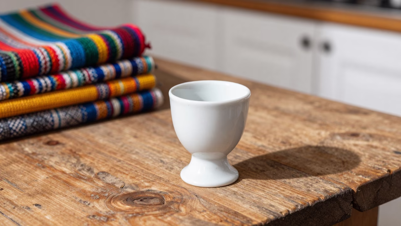 White Ceramic Egg Cup in Quito in in Quito, Ecuador
