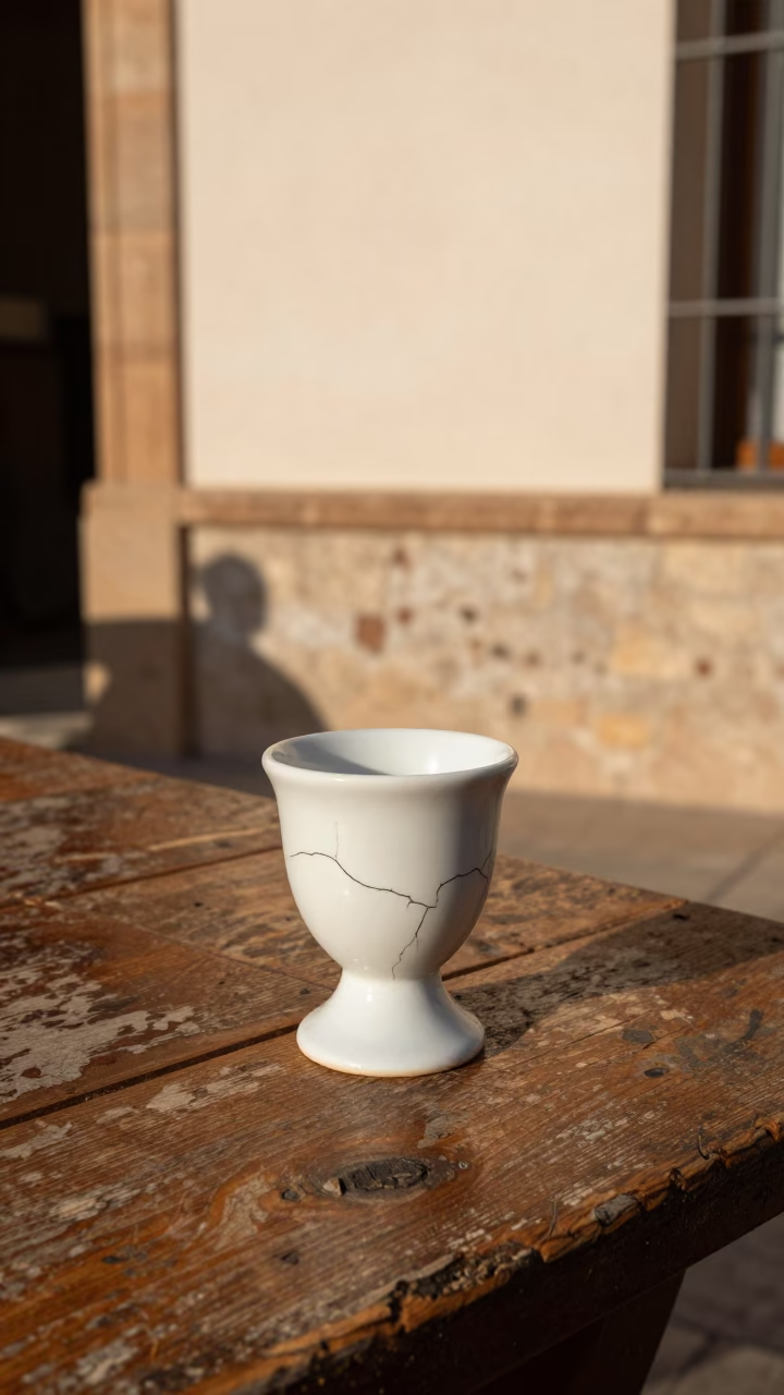White Ceramic Egg Cup in Valencia in in Valencia, Spain