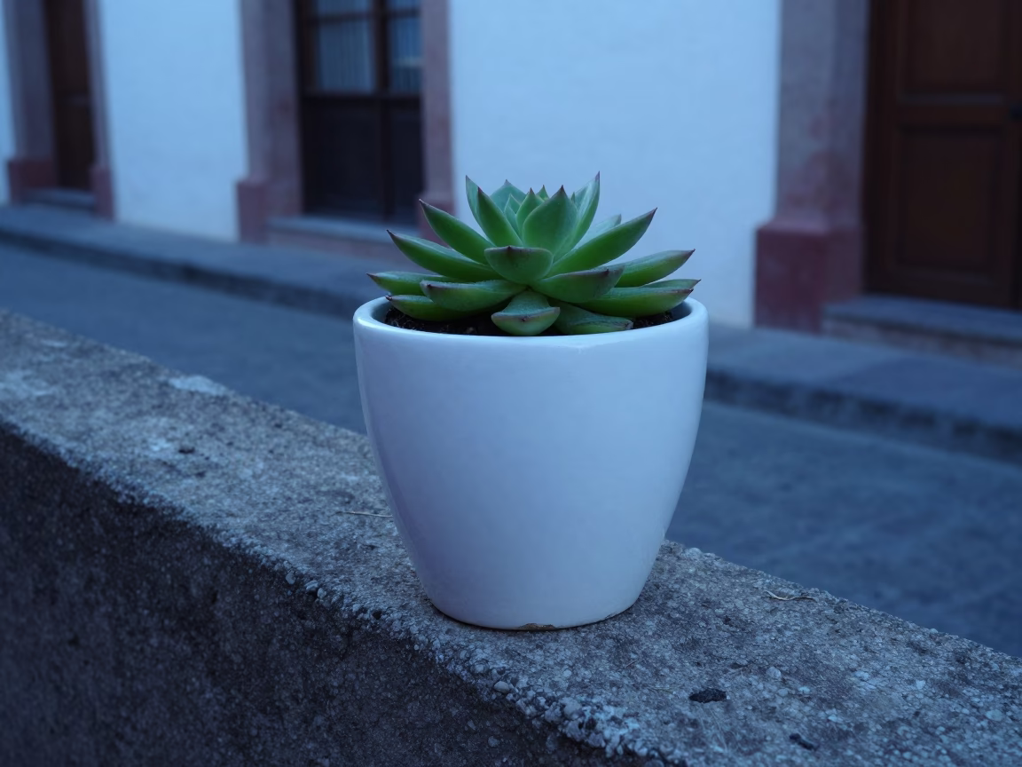 White Ceramic Flowerpot in Guadalajara in in Guadalajara, Mexico