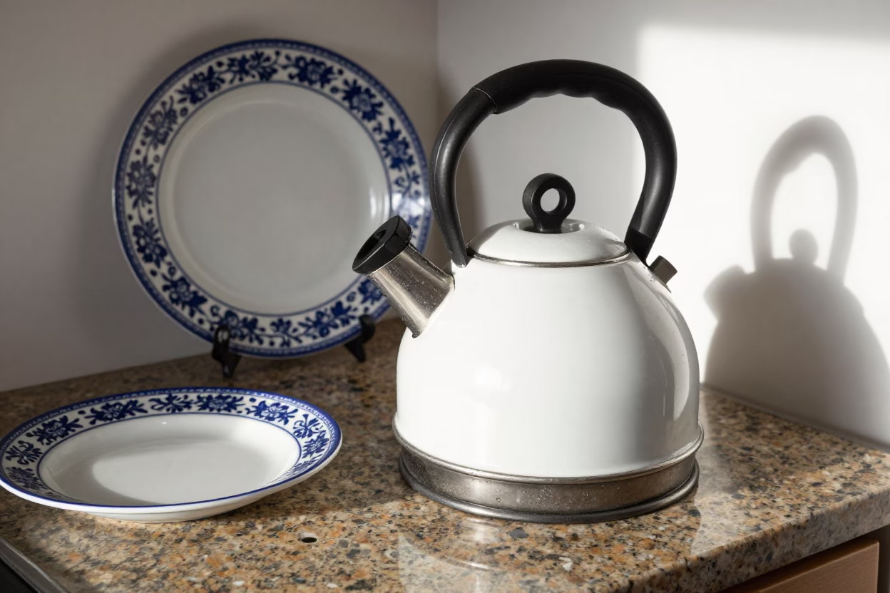 White Ceramic Kettle in London in in London, United Kingdom