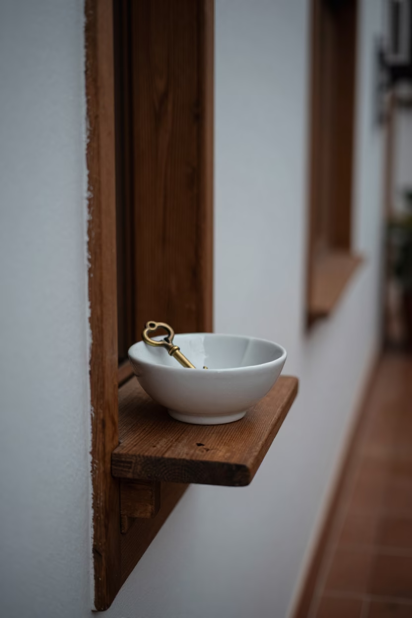 White Ceramic Key Bowl in Granada in in Granada, Spain
