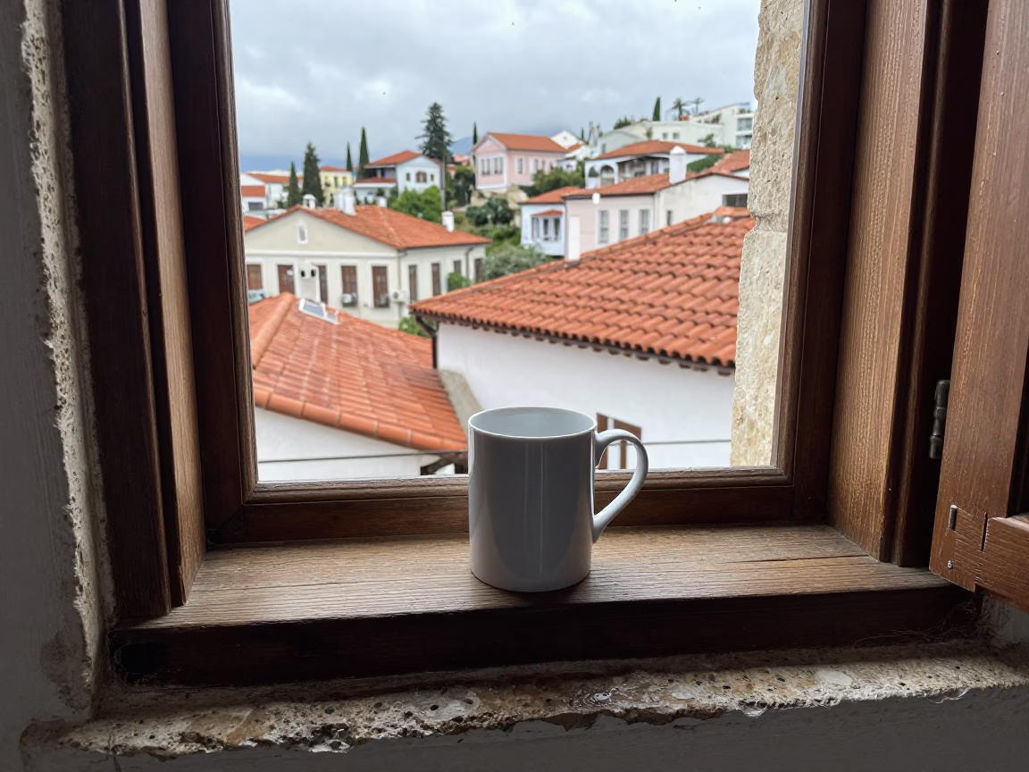White Ceramic Mug in Athens in in Athens, Greece