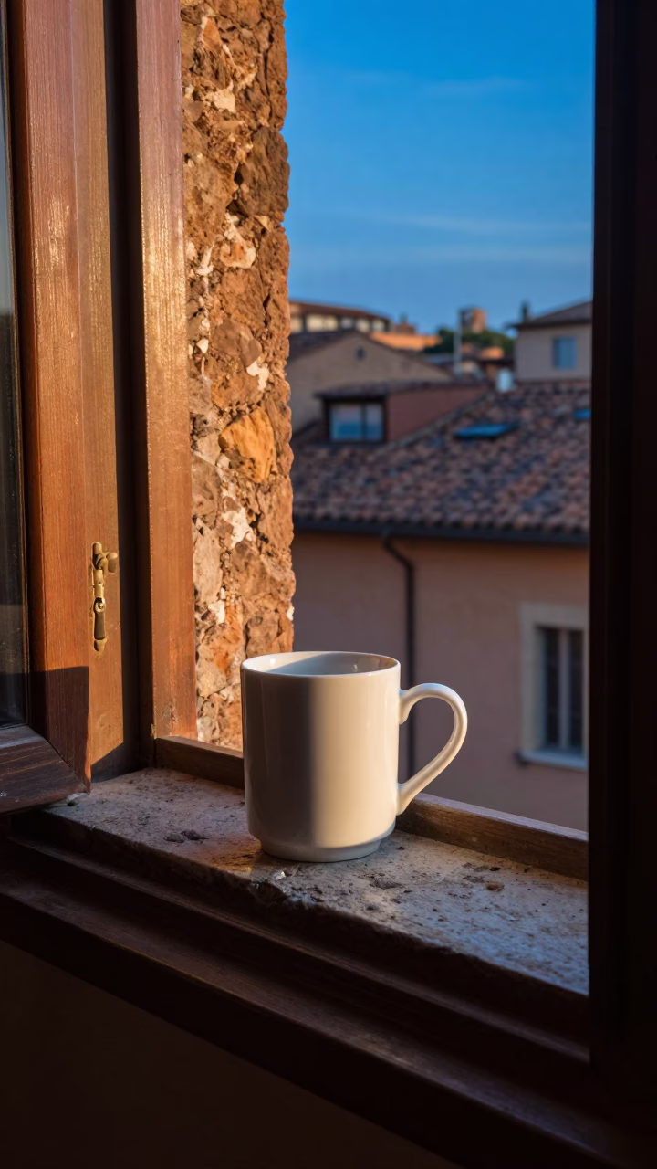 White Ceramic Mug in Rome in in Rome, Italy