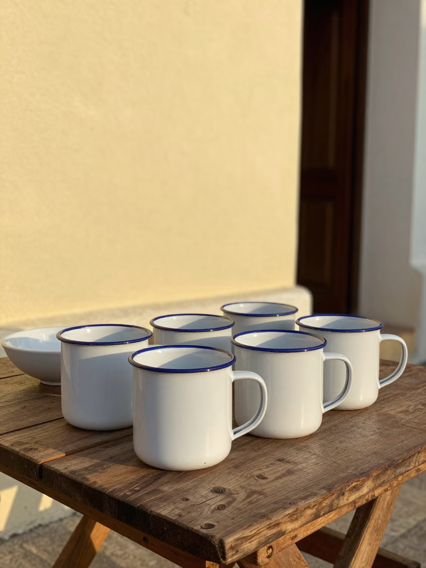 White Ceramic Mugs in Cartagena in in Cartagena, Colombia