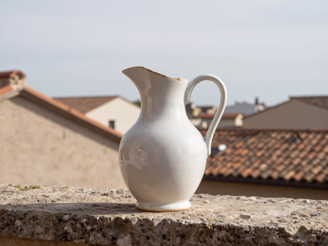 White Ceramic Pitcher in Barcelona in in Barcelona, Spain