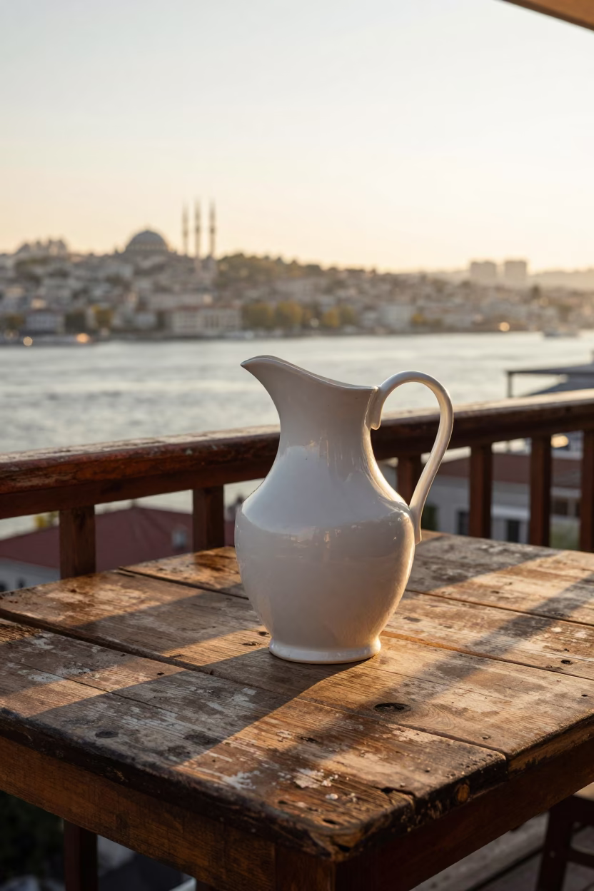 White Ceramic Pitcher in Istanbul in in Istanbul, Turkey